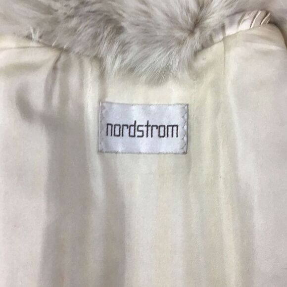 Nordstrom Vintage Beige Sheared Beaver with White Fox Collar Fur Mob Boss Wife - Picture 2 of 15